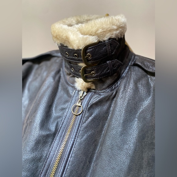 VTG Style B3 Aviator Bomber Military  Airforce Flying Biker 80s 90s Leather Coat - Picture 3 of 15